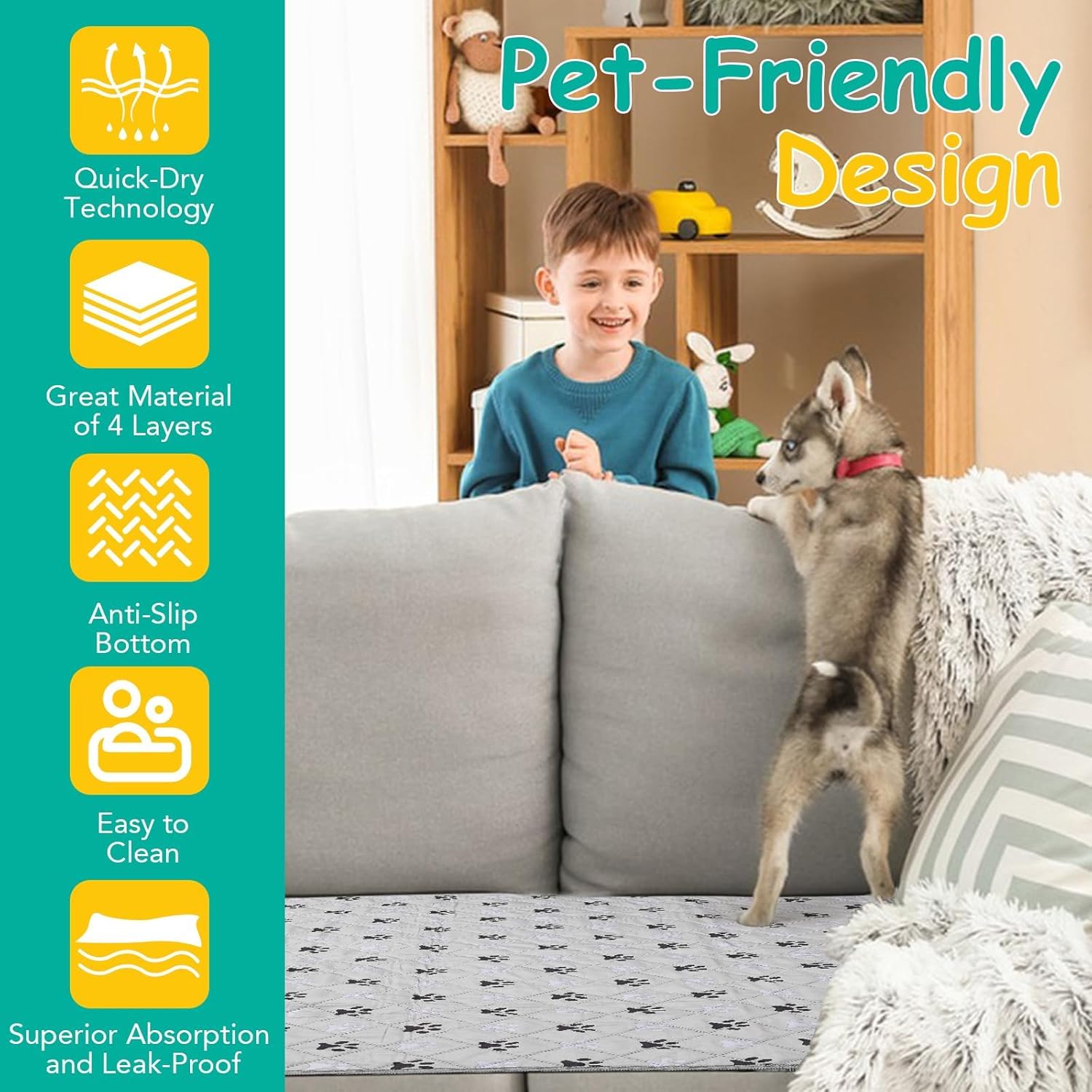 FURWEY tapis à côté d’un chiot montre taille et couverture efficace