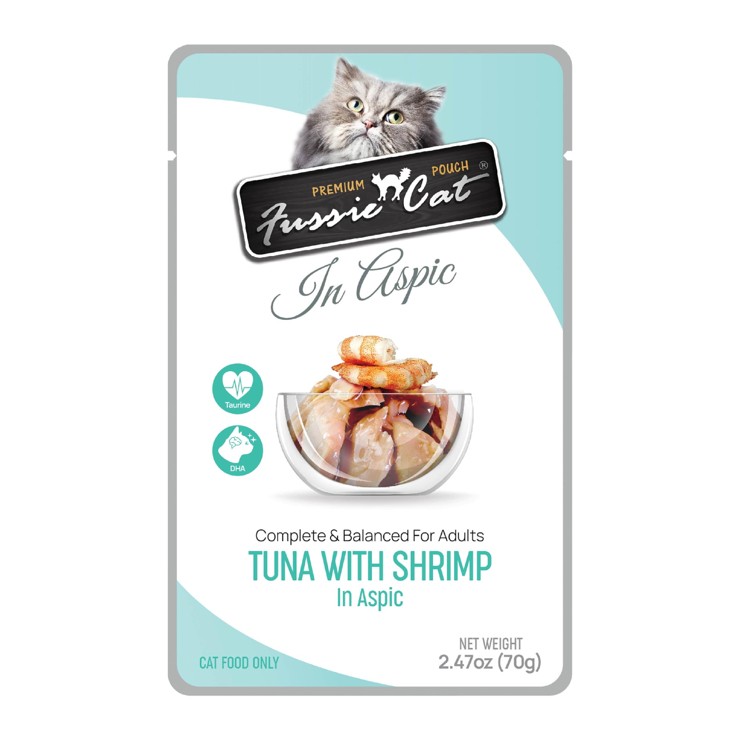 Fussie Cat gros plan aspic illustrant texture riche et appétissante