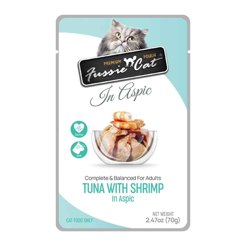 Fussie Cat gros plan aspic illustrant texture riche et appétissante