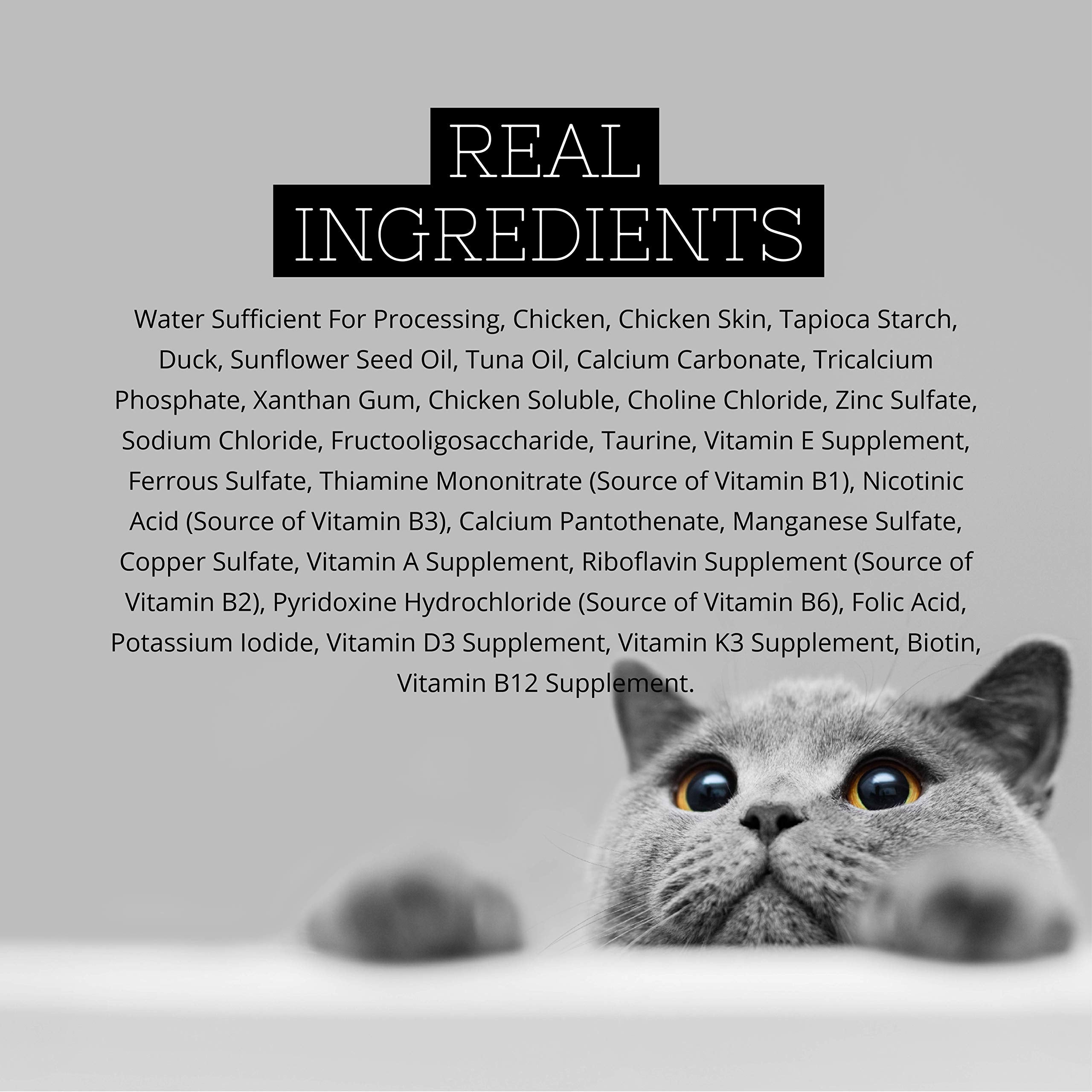 Fussie Cat étiquette ingrédients mettant en avant poulet premier ingrédient