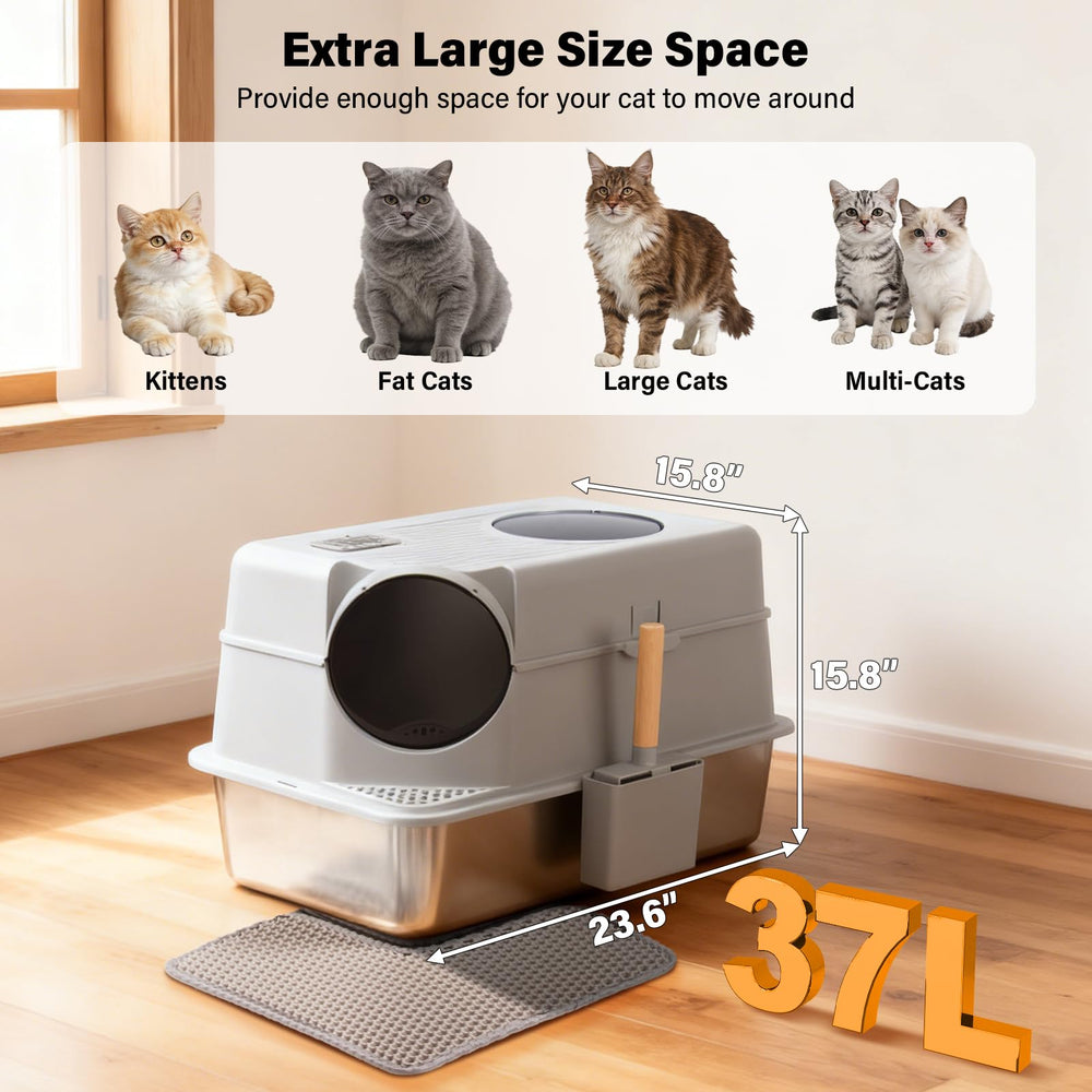 FUTAM bac en usage avec grand chat illustrant confort et espace suffisant