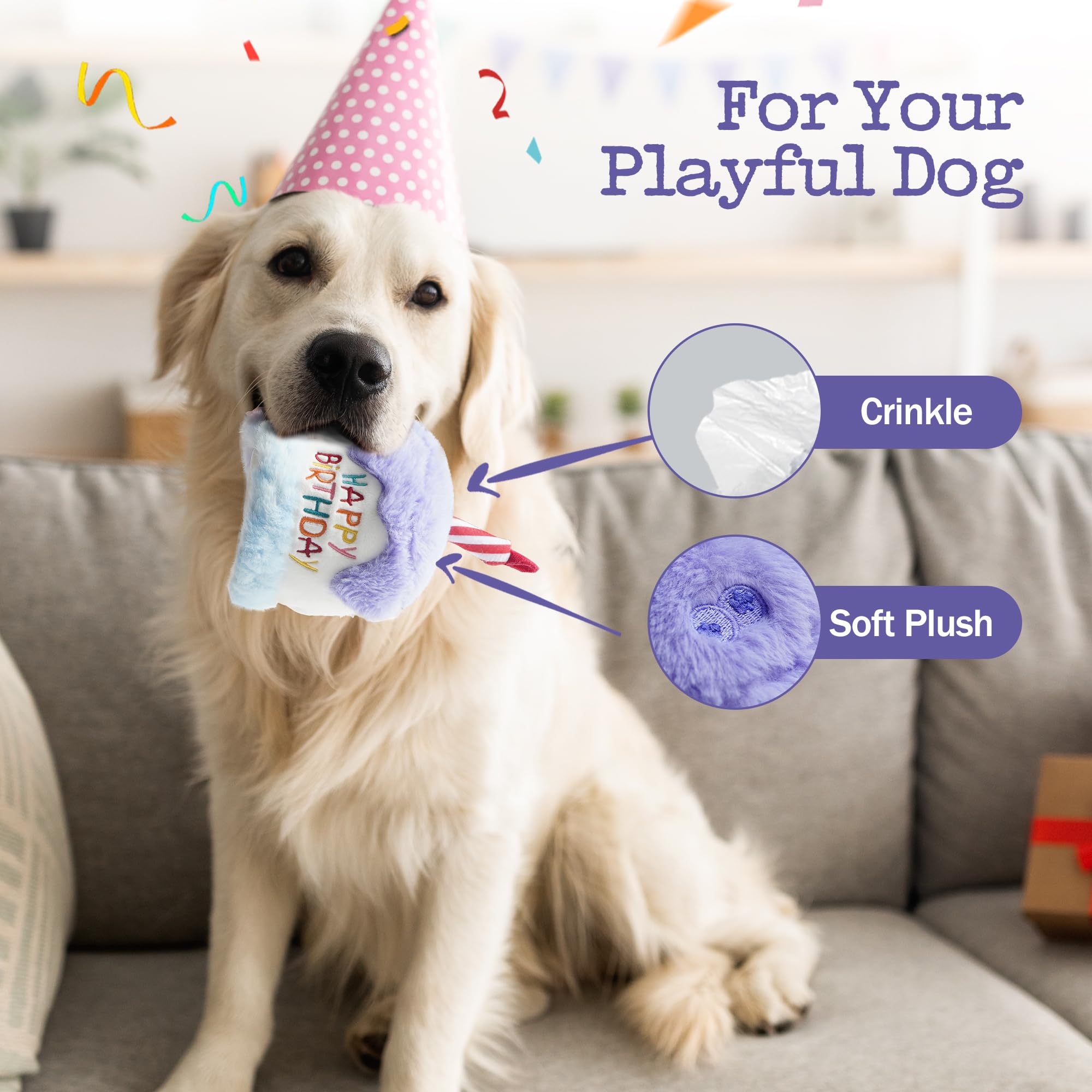Fuzzwoof couches crinkle, papier craquant stimulant l'intérêt du chien