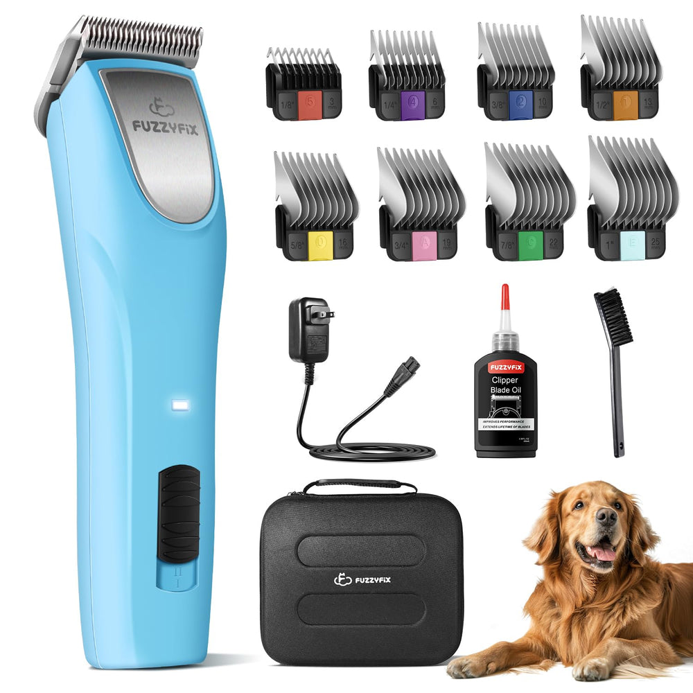 FuzzyFix tondeuse avant packaging montrant design ergonomique et prise en main confortable