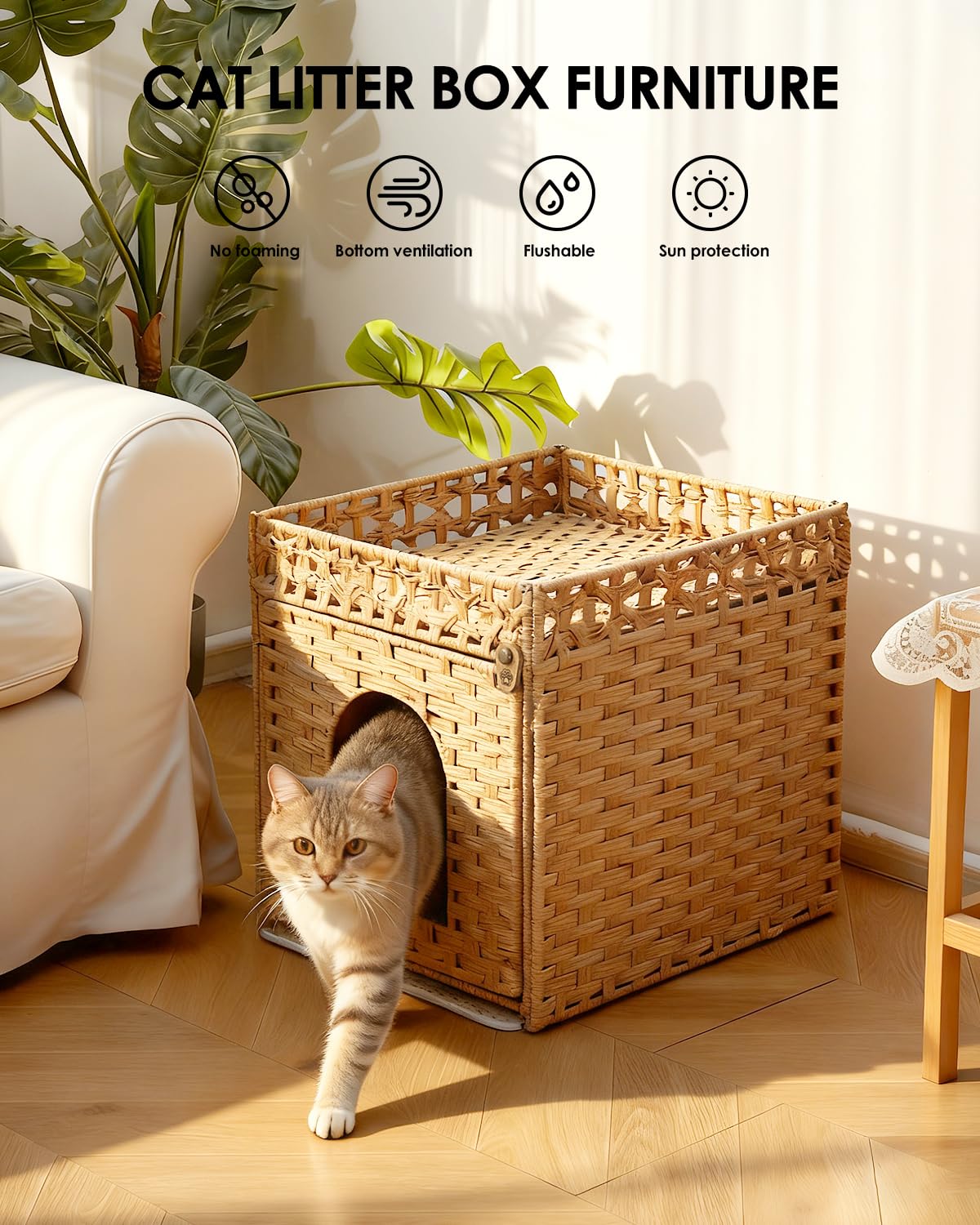 FuzzyNest plateau supérieur avec objets légers, offre une surface décorative pratique