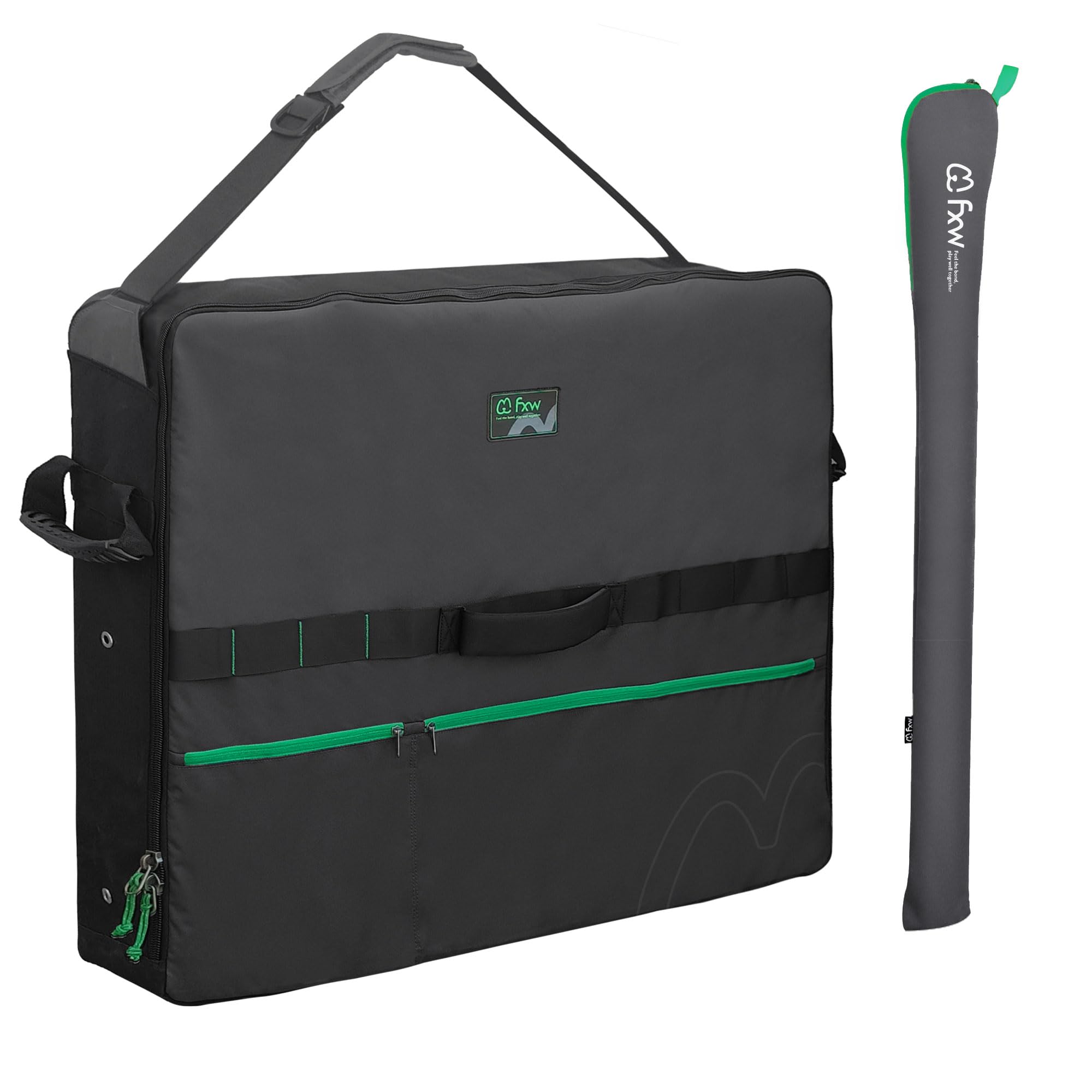FXW sac devant montrant rangement compact et protection pour transport