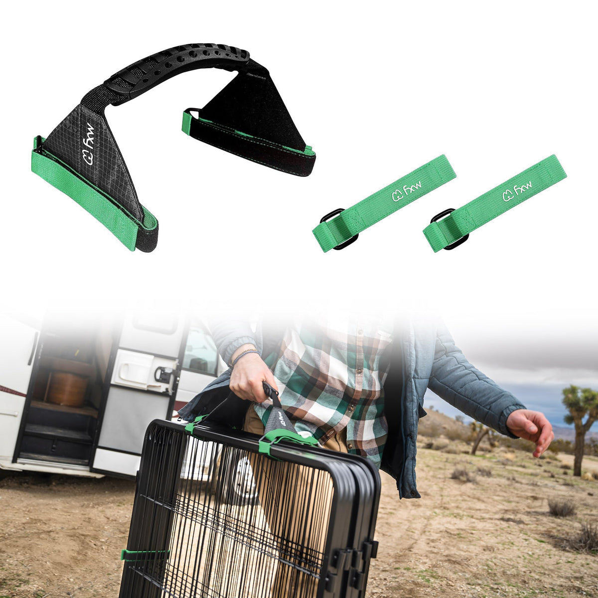 FXW sangle face avant montrant emballage et couleur verte pour rangement pratique
