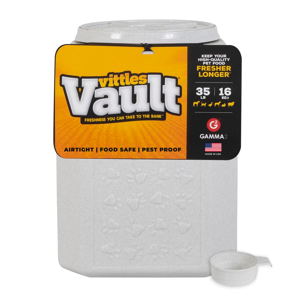 Gamma2 Vittles Vault vue face montrant le conteneur hermétique et gain de place
