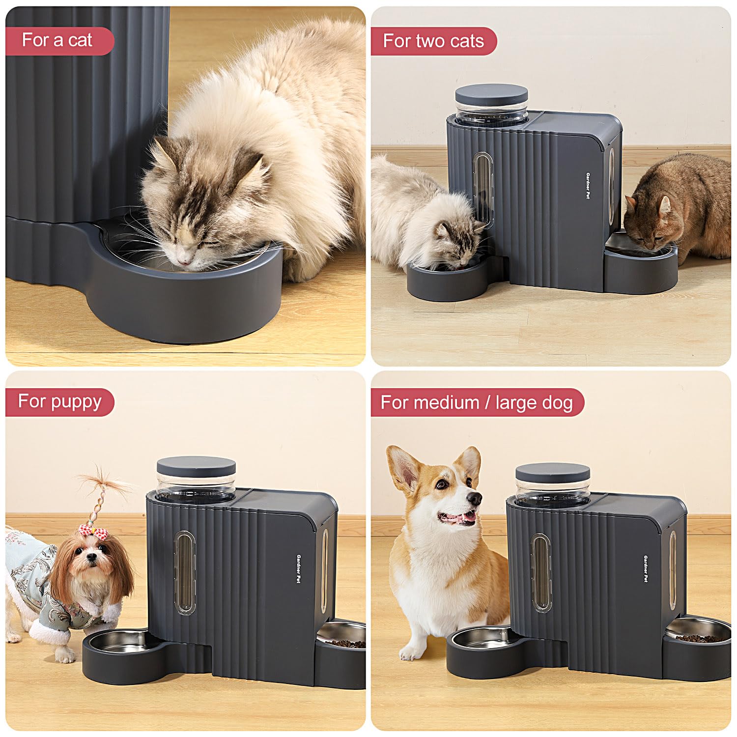 Gardner Pet base ajustable illustrant stabilité et prévention du renversement