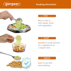 Gargeer poudre saupoudrée sur salade pour appâter et enrichir le repas