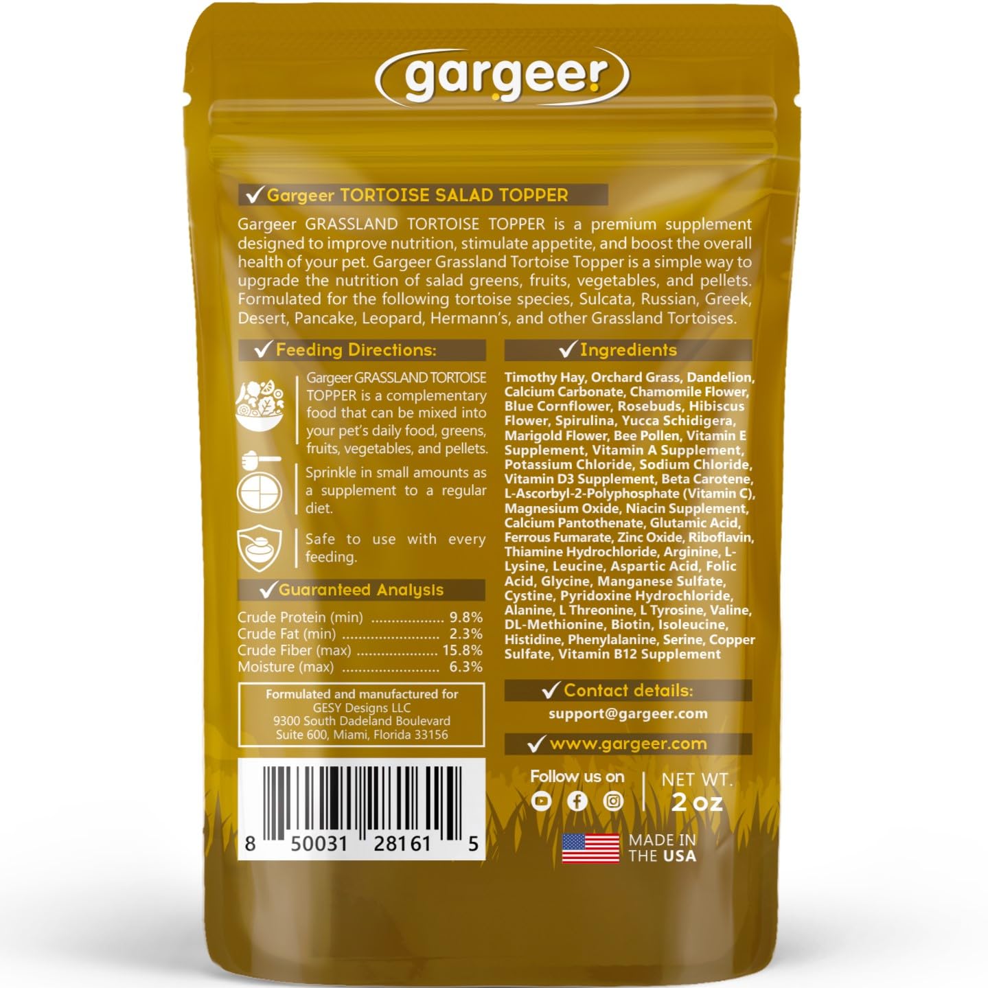 Gargeer texture du topper ouvert illustrant la composition riche en fibres