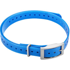 Collier Garmin bleu vue face avec boucle nickelée, solide et imperméable