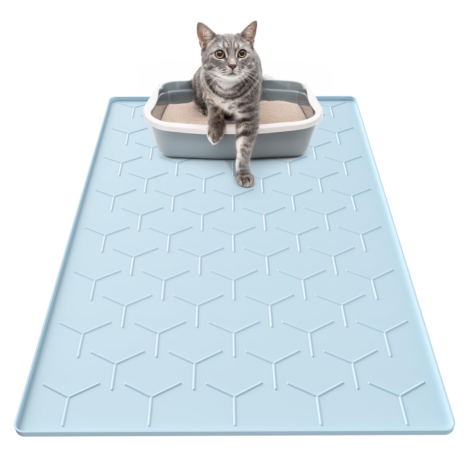 Garoopion tapis face avant montrant dimensions et protection contre la litière