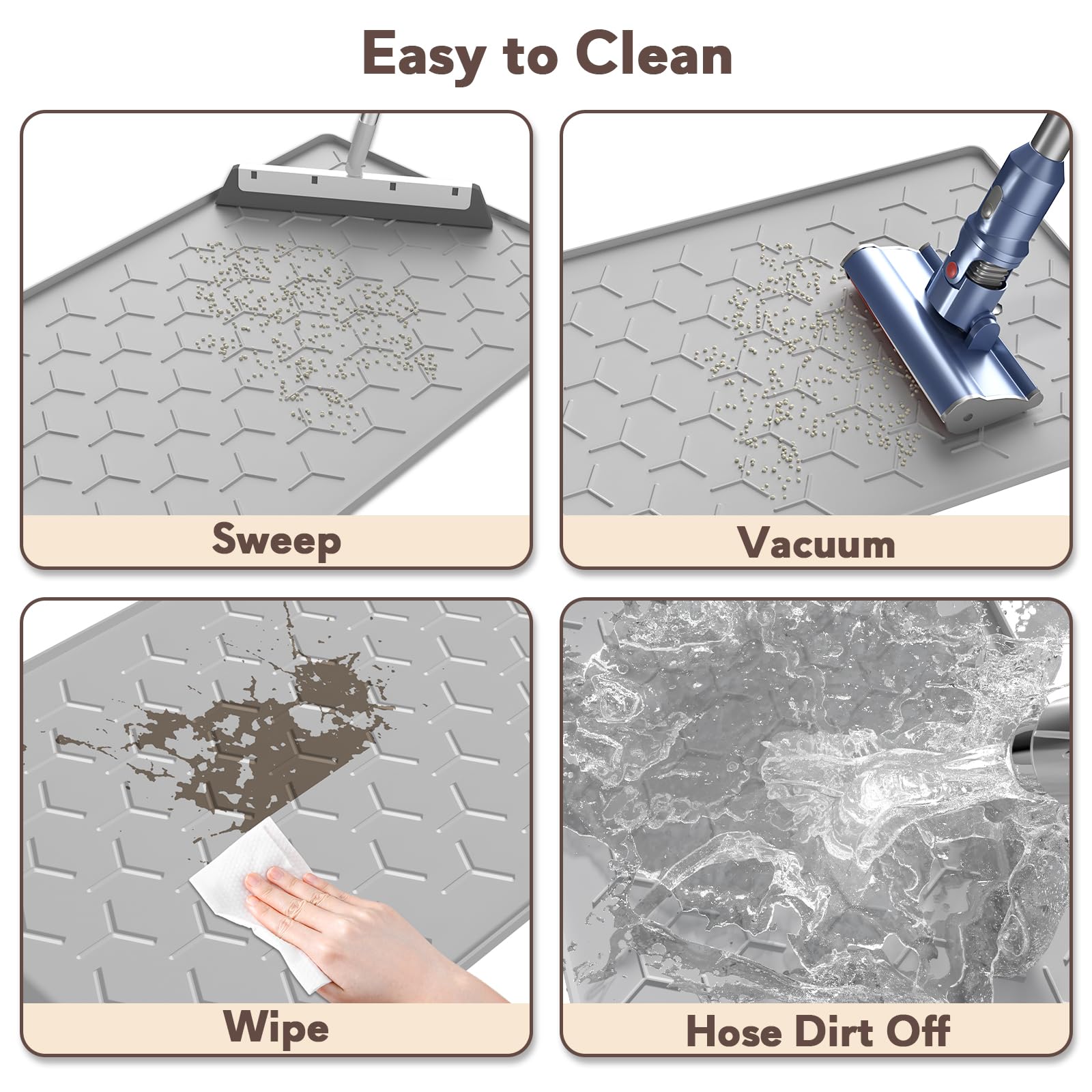 Garoopion tapis rincé à l'eau, nettoyage facile et rapide