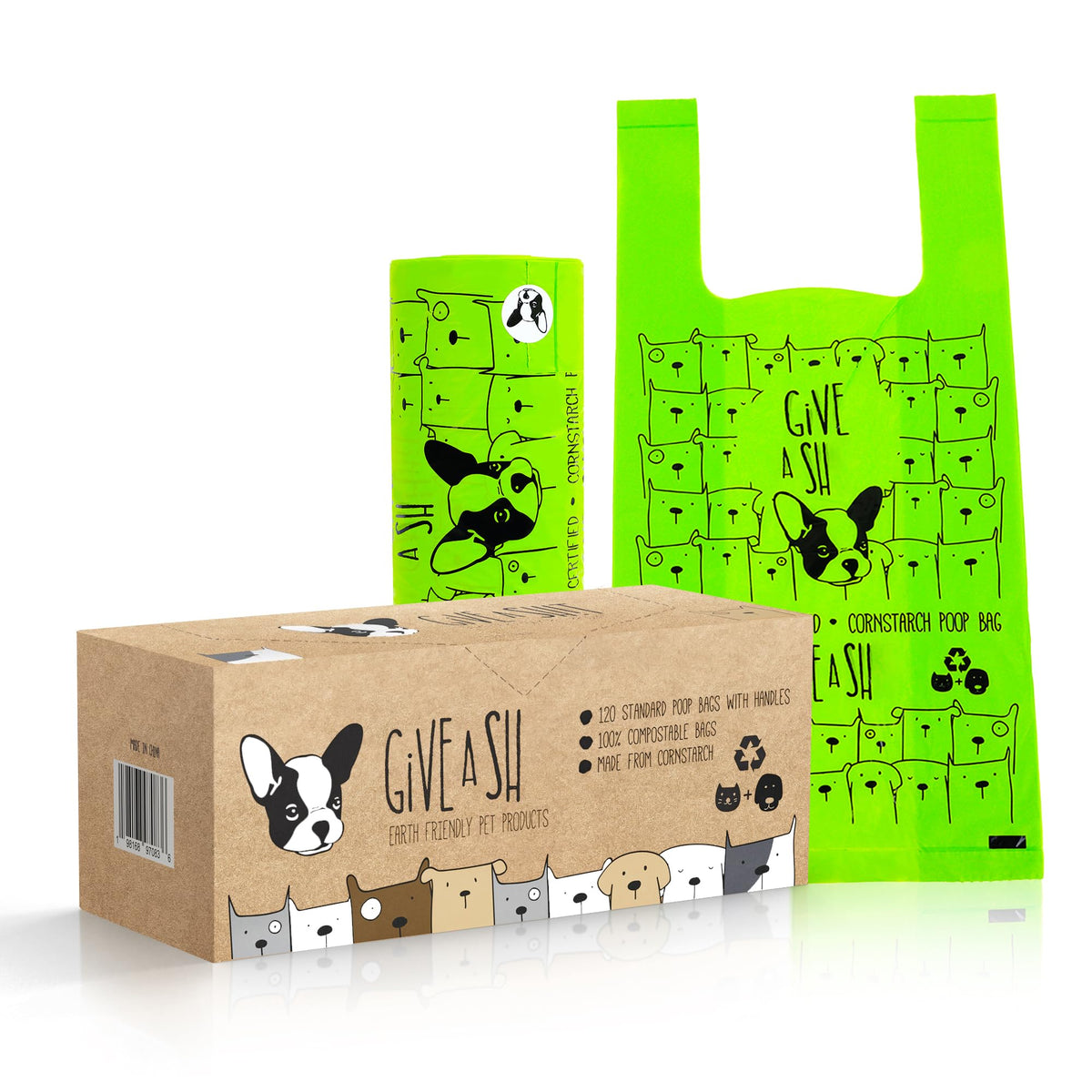 G.A.S emballage avant de la boîte montrant 120 sacs, pratique et recyclable