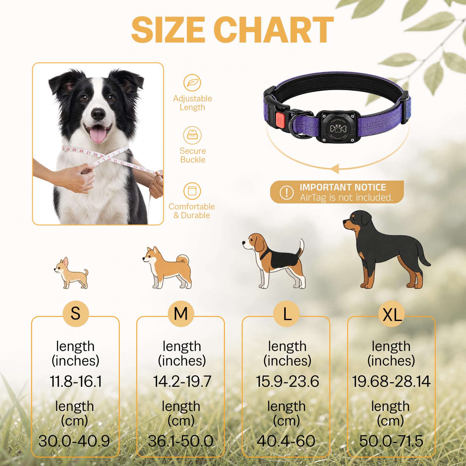 Geamen comparaison taille L sur chien illustrant ajustement et échelle
