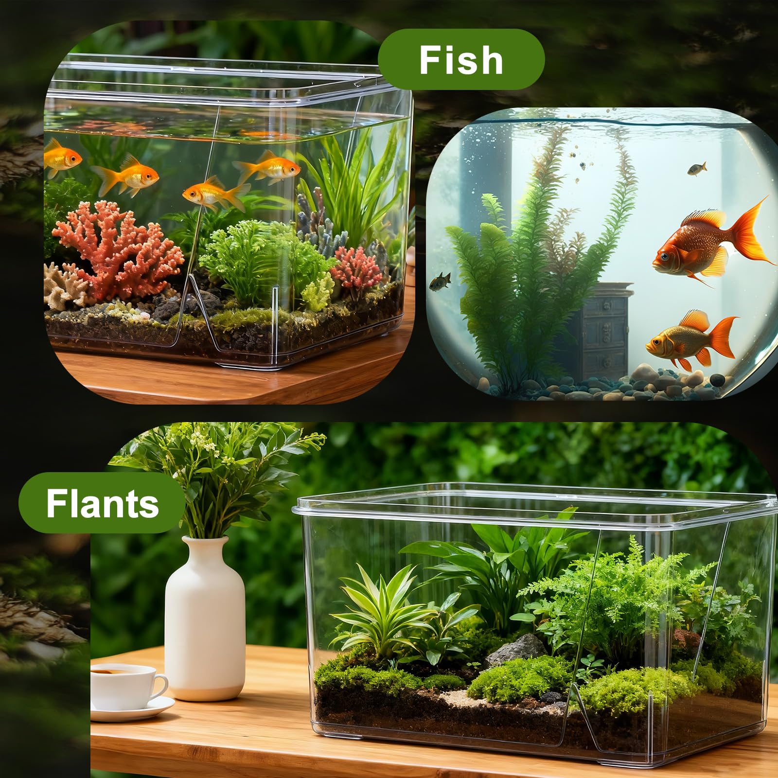 Geelin aquarium en usage avec poissons montrant visibilité parfaite