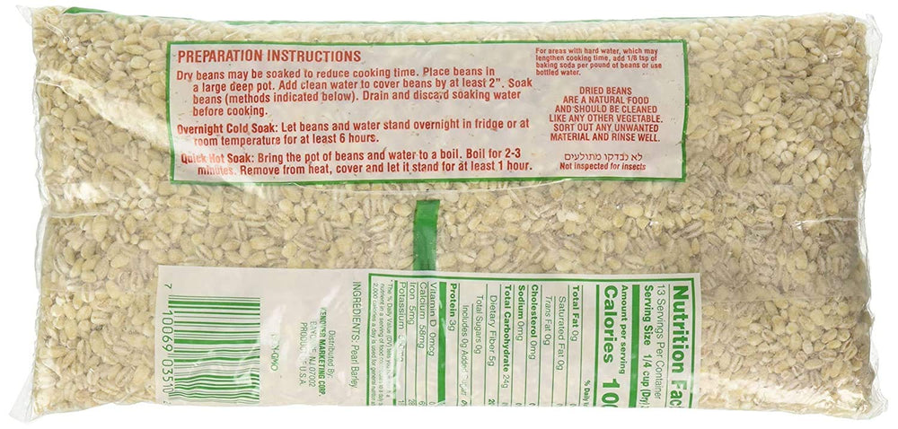 Gefen gros plan grains d'orge perlé montrant texture et qualité
