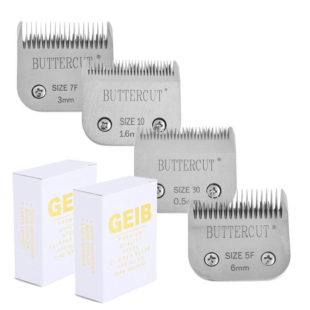 Geib pack de lames avant emballage montrant lot complet et compatibilité A5