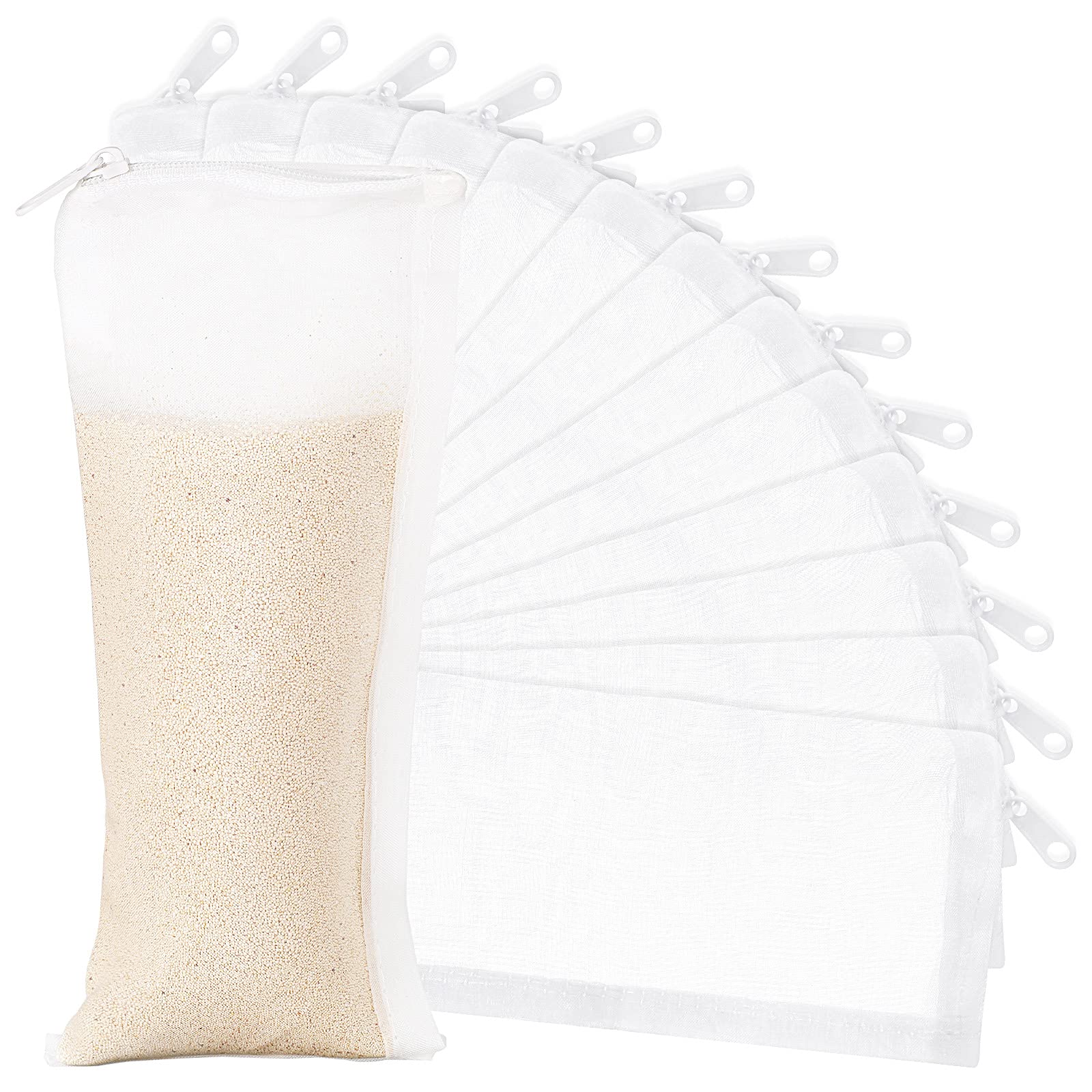 Geiserailie sac filtre face avant montrant la taille pratique et l'emballage lot de 15