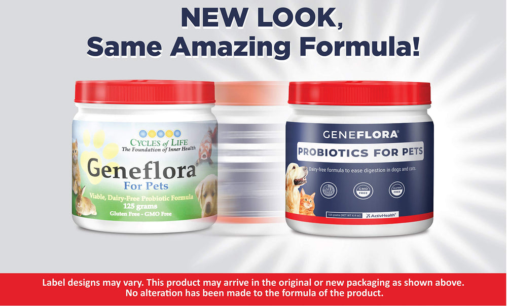 Geneflora gros plan étiquette indiquant probiotiques et enzymes utiles