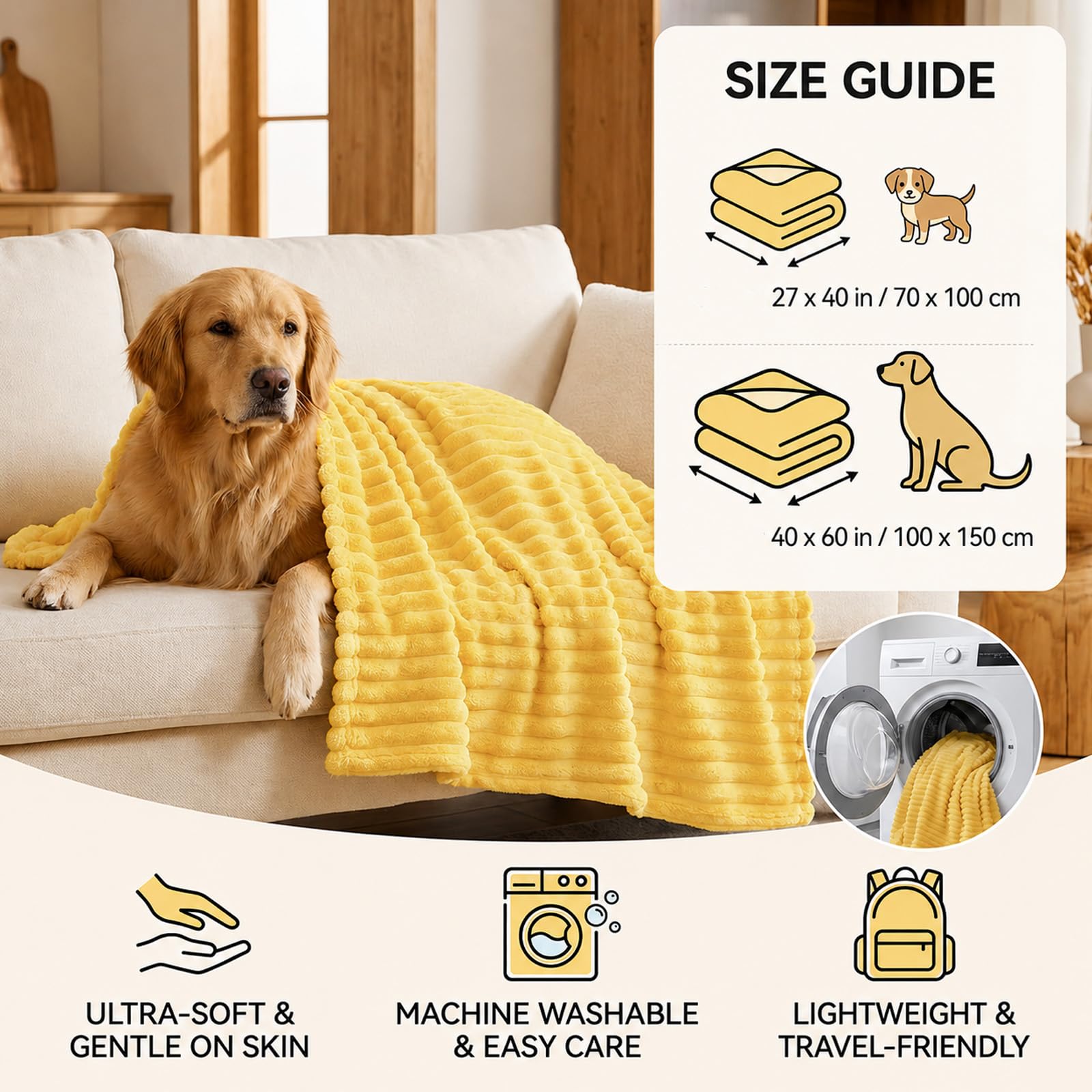 Generic couverture jaune dans caisse protégeant l’espace du chien