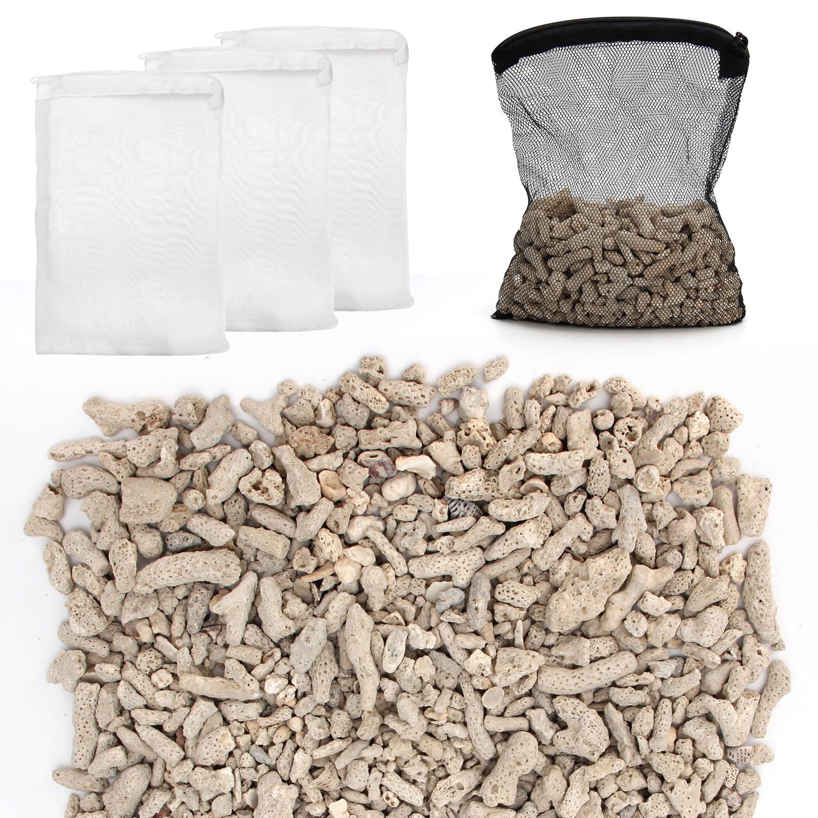 Generic crushed coral emballage avant montrant le sac de 500 g et l'étiquette bénéfice