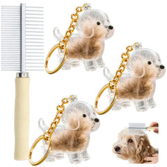Generic porte-clés en forme de chien montrant la face et la fiole, souvenir visible