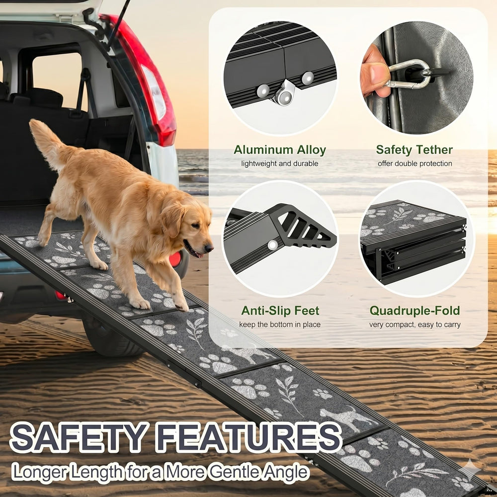 Generic rampe chien rangée dans coffre montrant compacité pratique