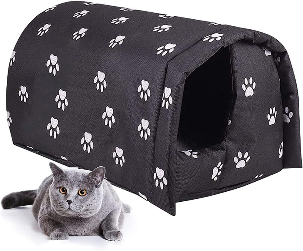 GERLOFU vue de face de la maison pour chat, protège du vent