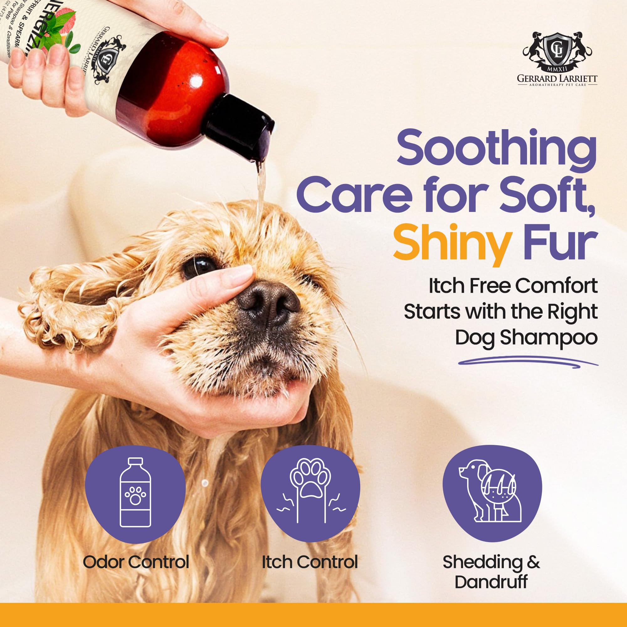 Gerrard Larriett étiquette en gros plan indiquant ingrédients apaisants