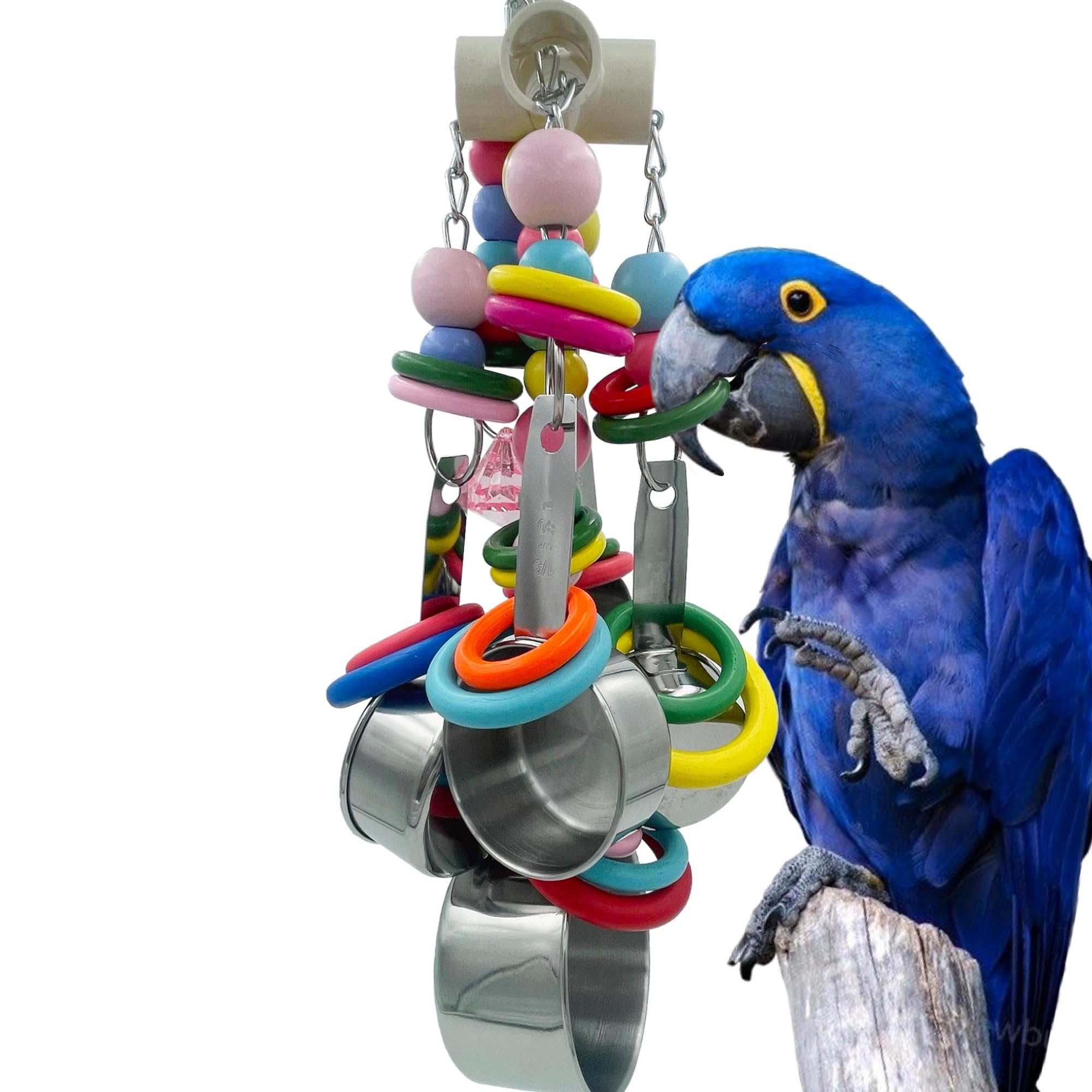 GILYGI vue avant du jouet montrant coupelles acier et anneaux colorés pour stimulation