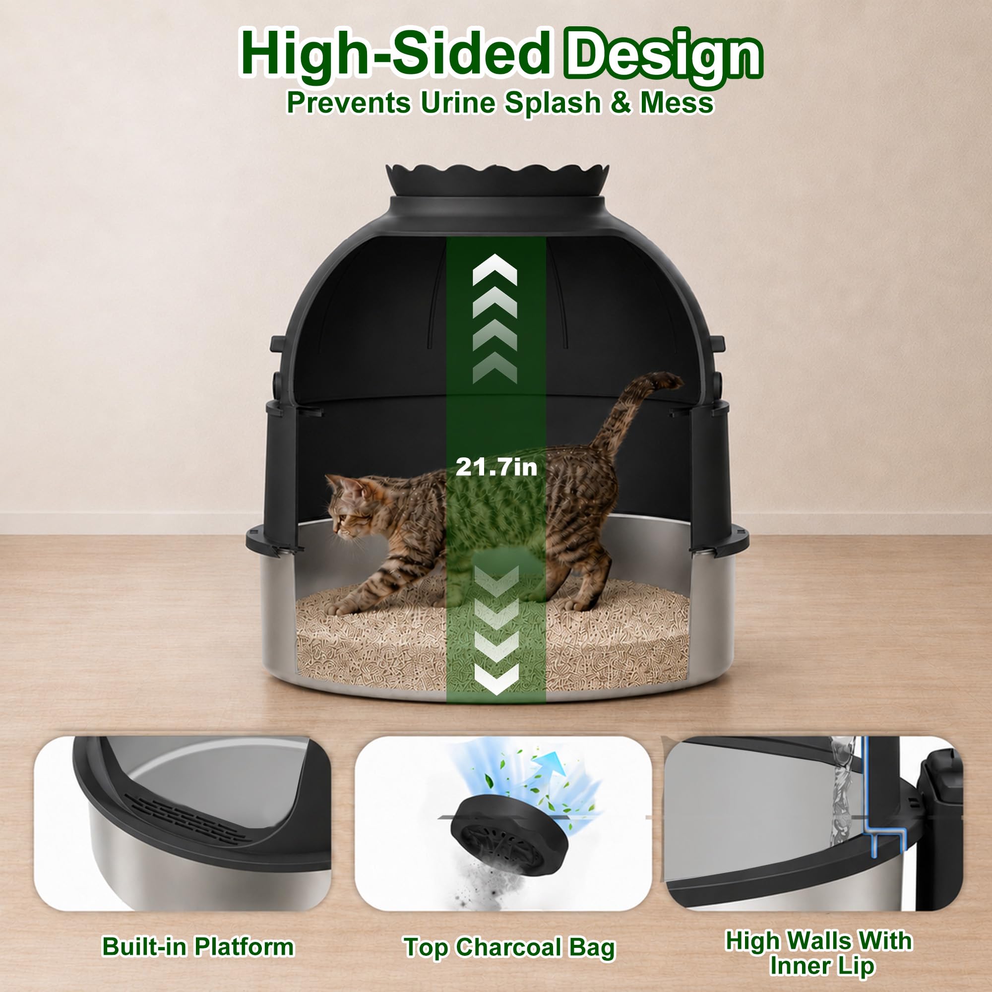 Gimars plateau supérieur avec plante artificielle, esthétique sans risque pour chat