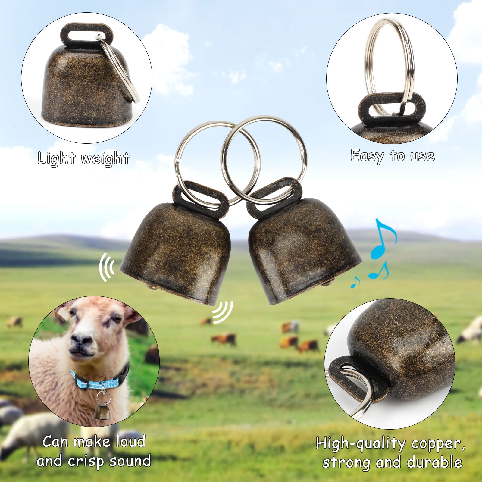 GINDOOR grelot en métal gros plan, son clair pour localiser l’animal