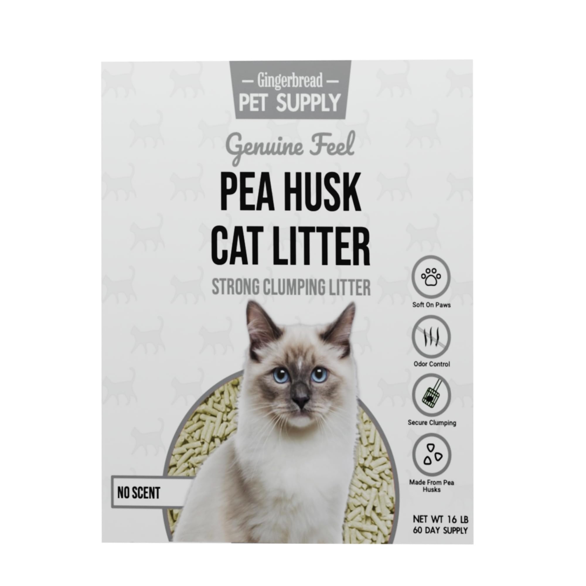 Gingerbread Pet Supply litière en usage dans bac montrant propreté et confort du chat