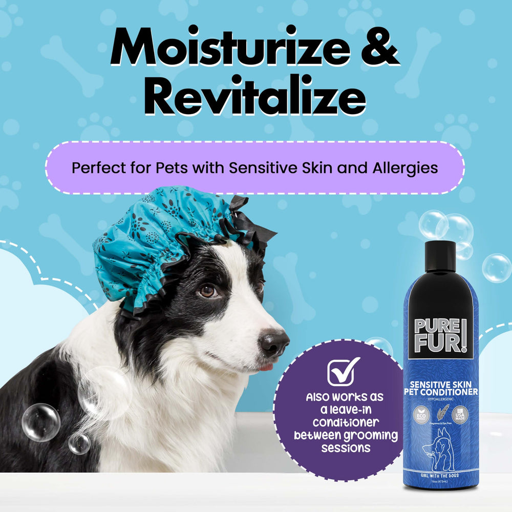 Application de Pure Fur sur un chien montrant Girl With The Dogs facilitant le démêlage