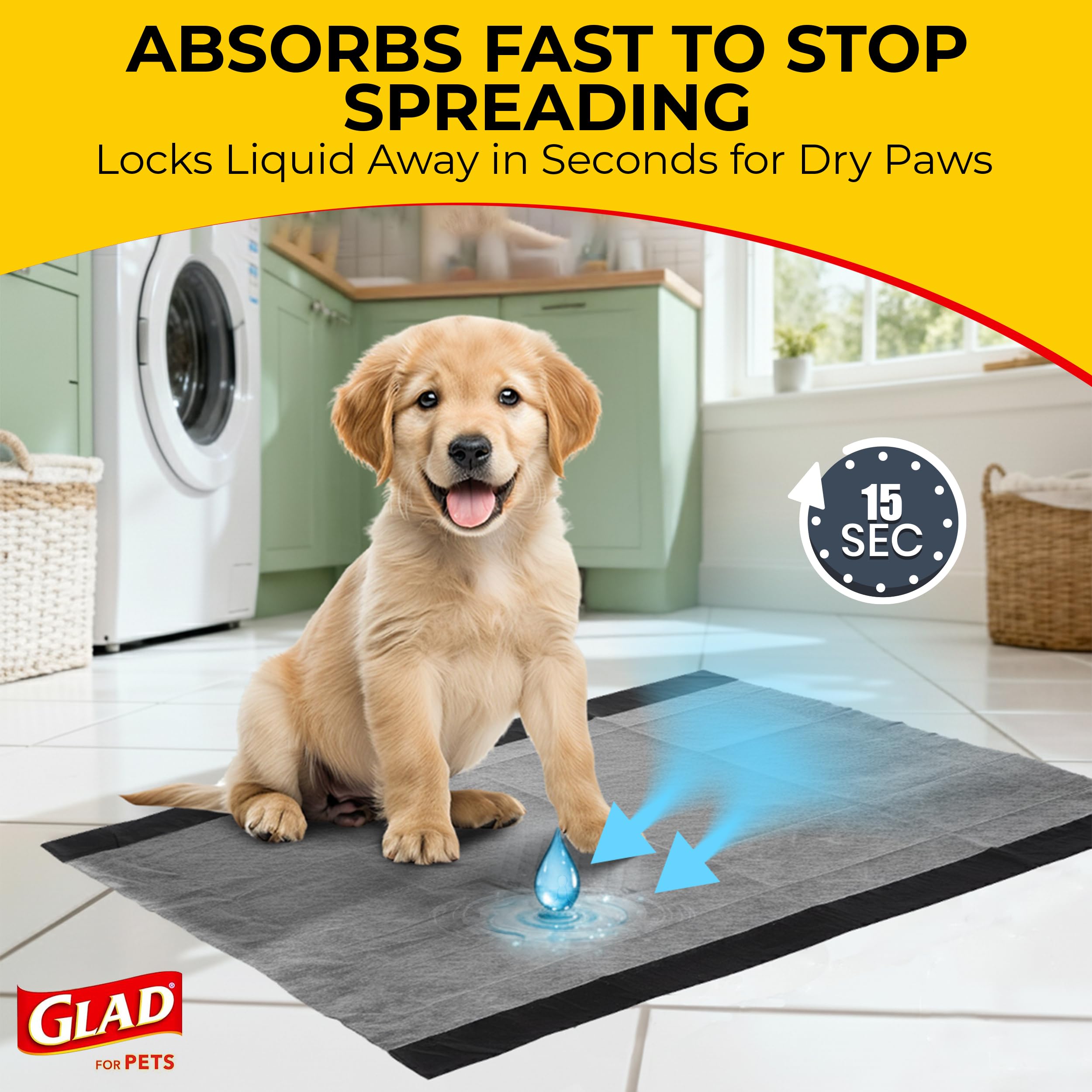 Glad base en polymère gel retenant le liquide et protégeant le sol