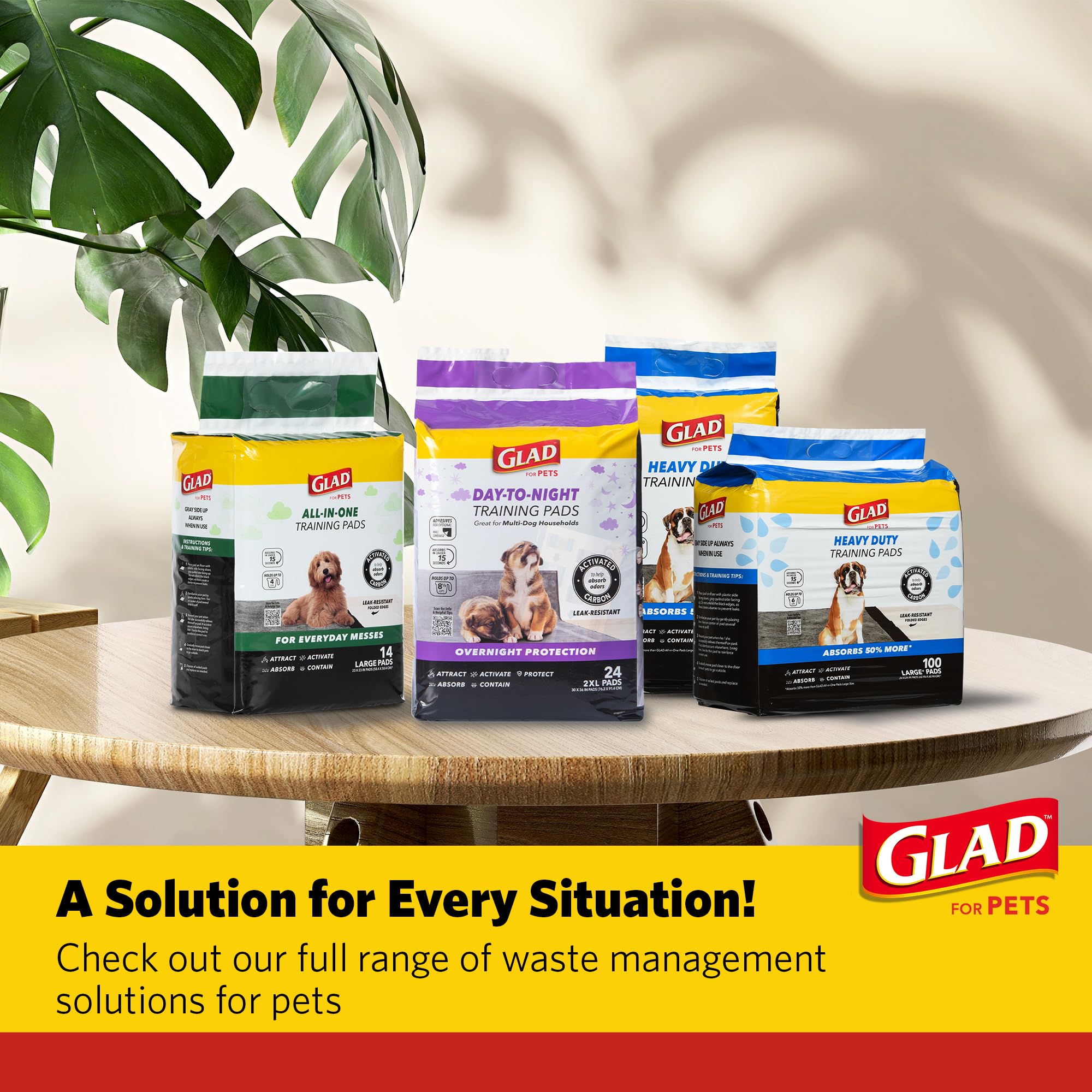 Glad for Pets comparaison taille montrant couverture extra-large bénéfique