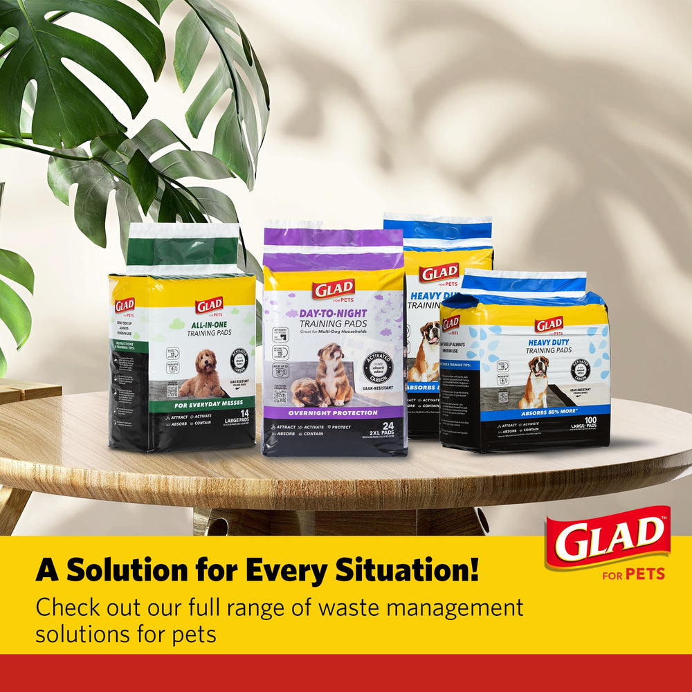 Glad for Pets comparaison taille montrant couverture extra-large bénéfique