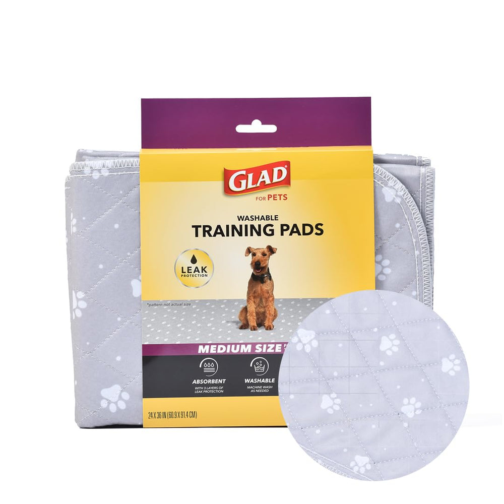 Glad for Pets vue frontale du tapis medium montrant le motif pattes et la surface douce