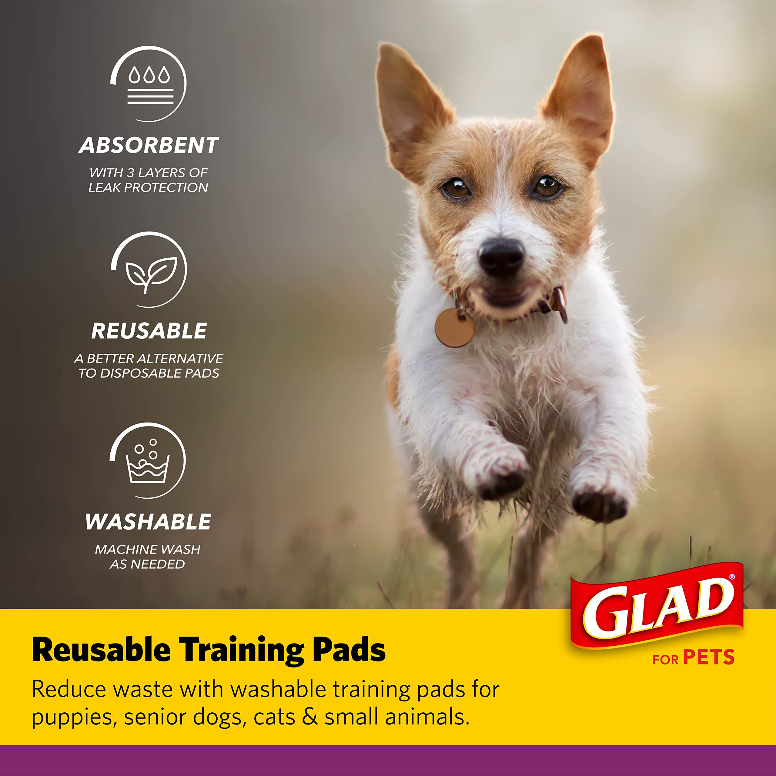 Glad for Pets image du fond en vinyle imperméable qui protège le sol contre les fuites