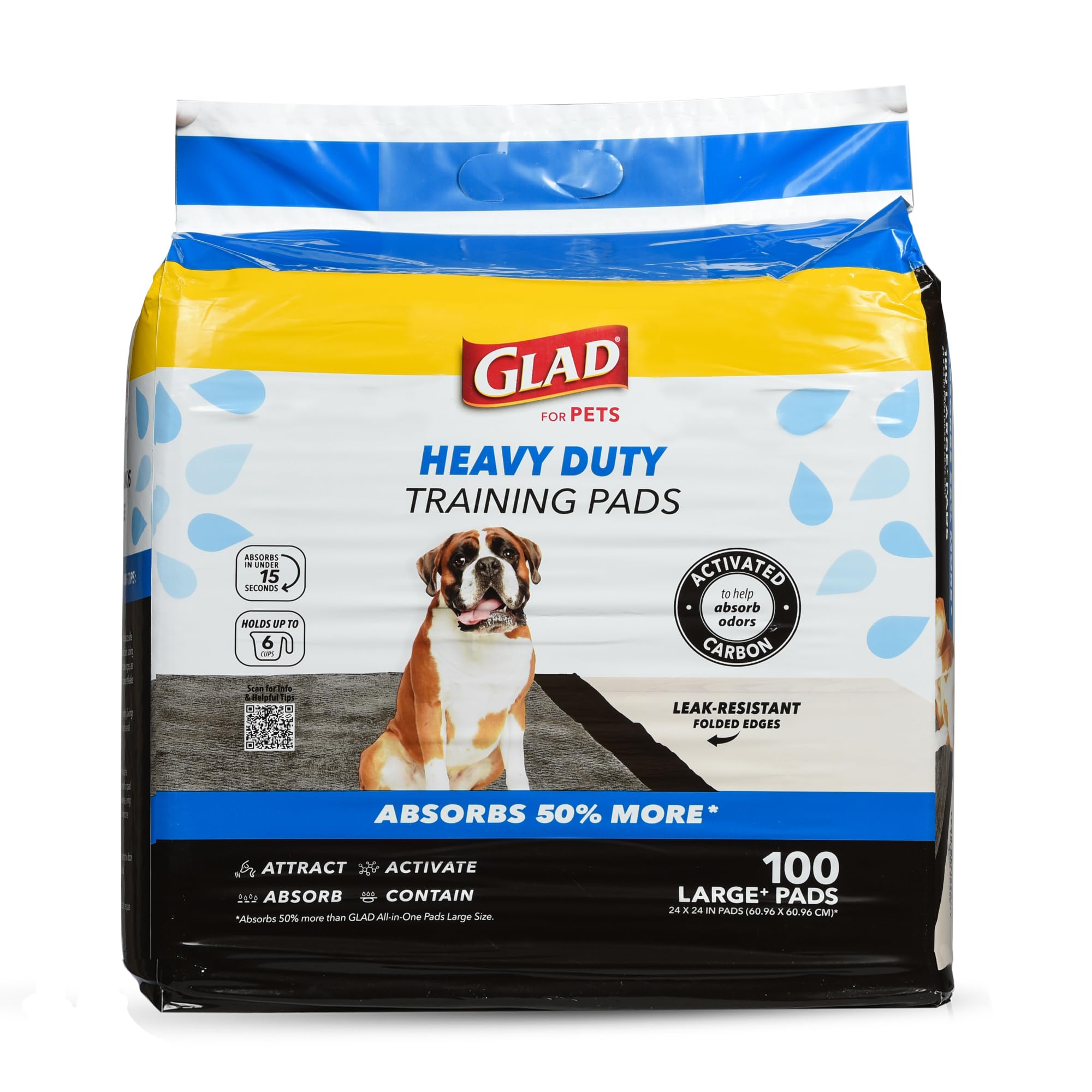 Glad tapis avant emballage montrant paquet de 100 unités et gain de temps