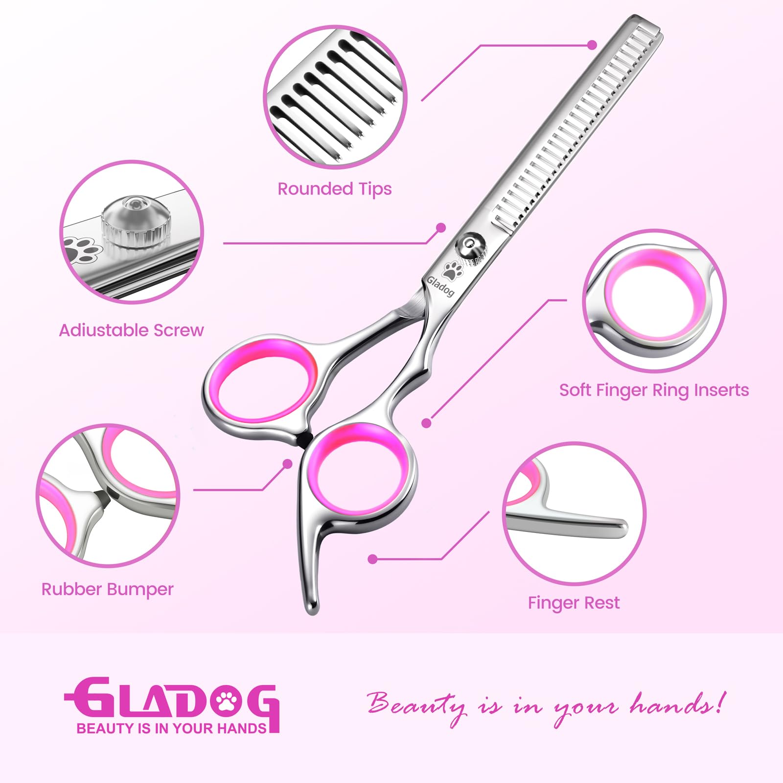 GLADOG gros plan lame en acier 4CR revêtue titane, précise et durable