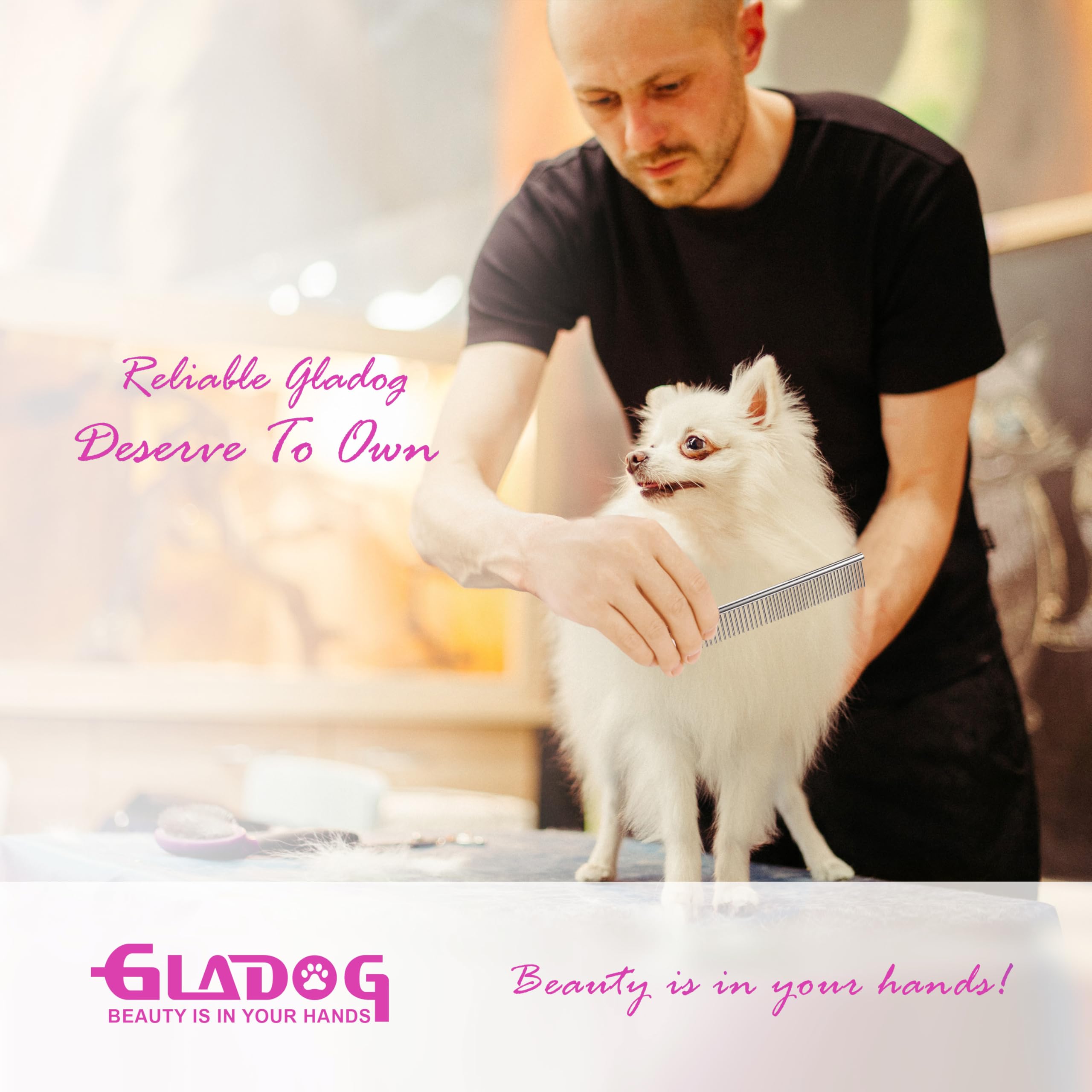GLADOG peigne et chiffon inclus pour vérification de coupe et entretien facile