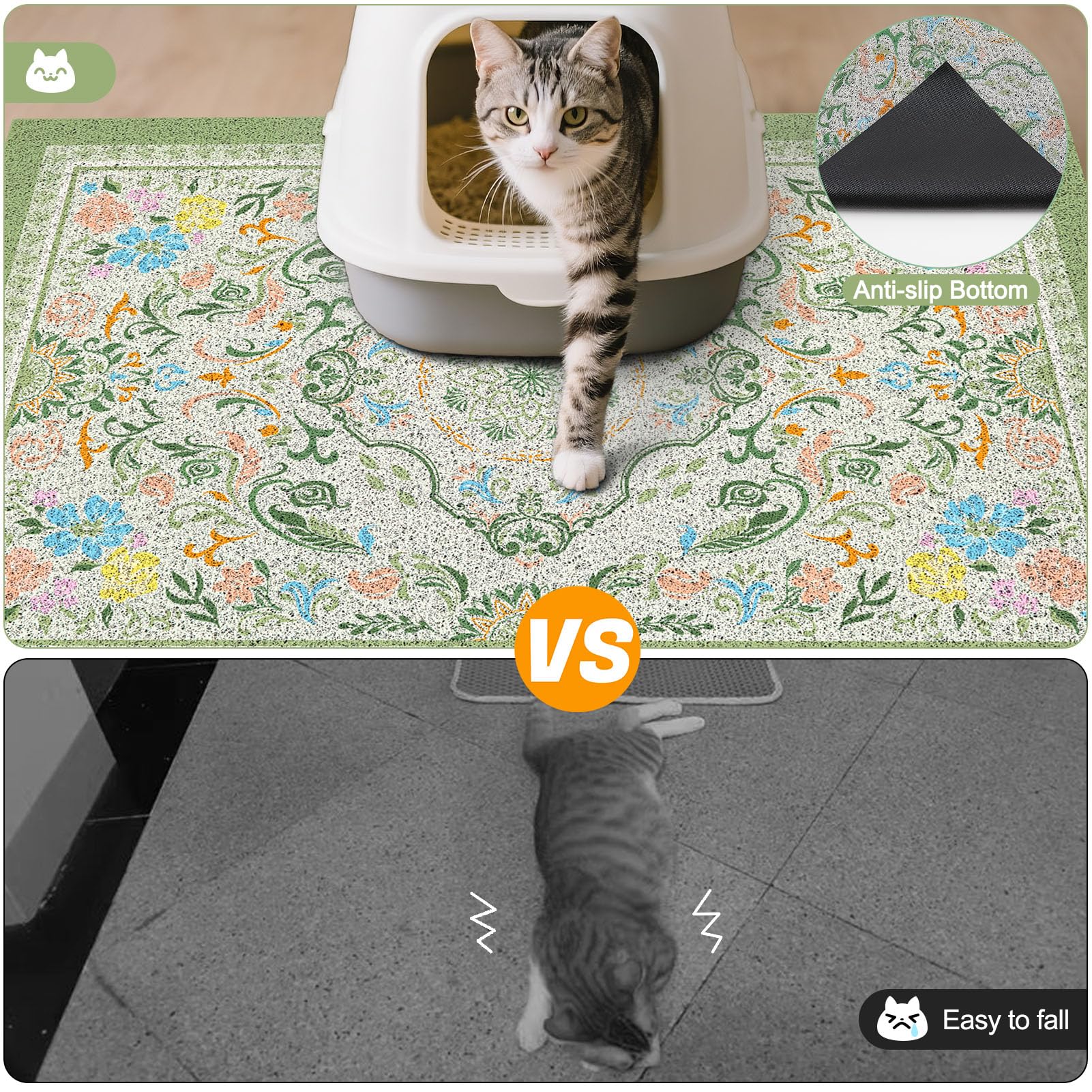 Glittme chat utilisant le tapis réduisant dispersion de litière