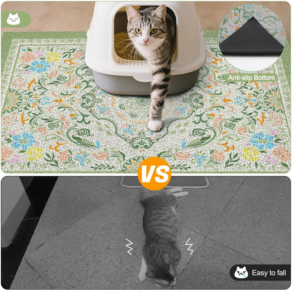 Glittme chat utilisant le tapis réduisant dispersion de litière