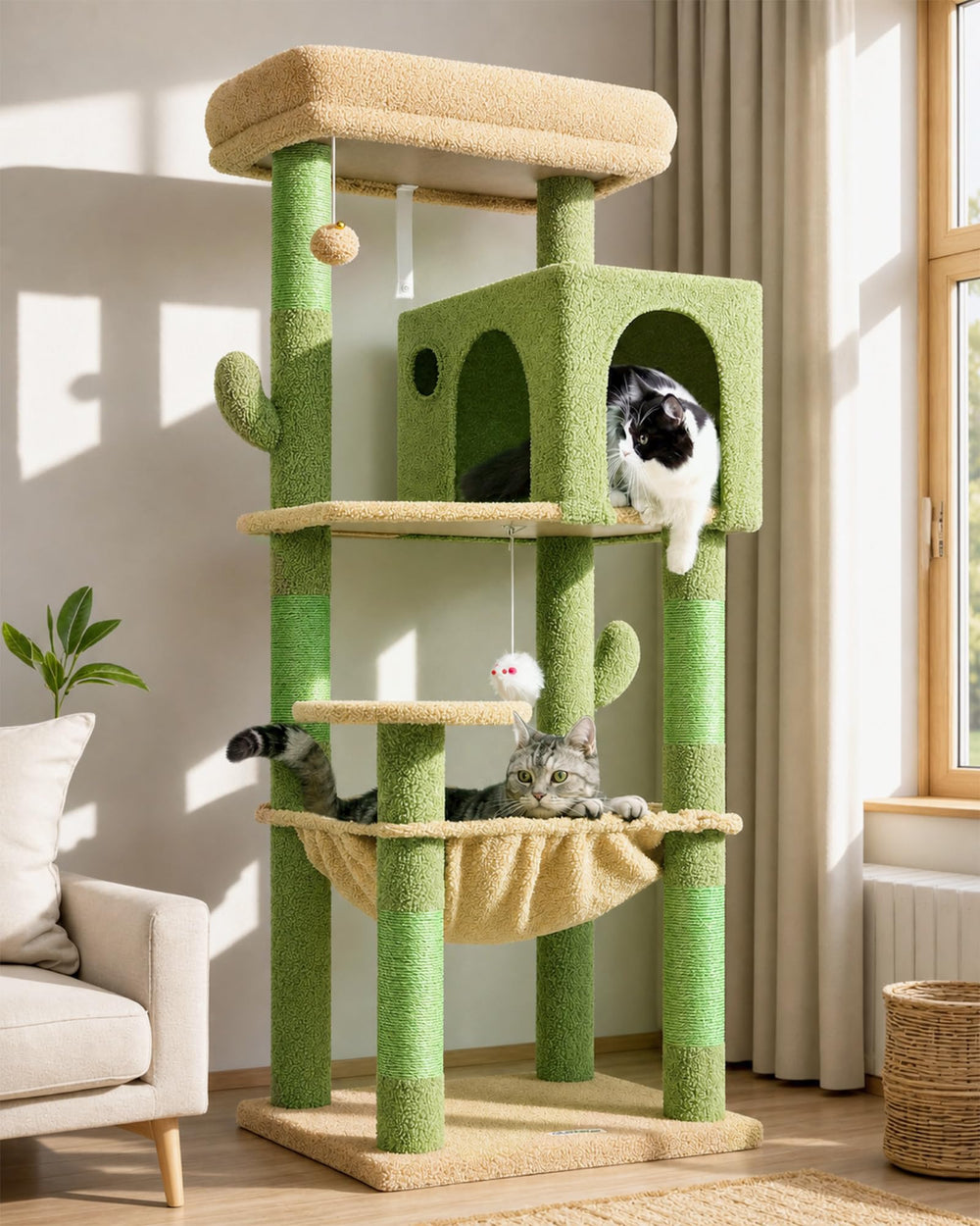 Globlazer arbre à chat face avant montrant design cactus et intégration décorative