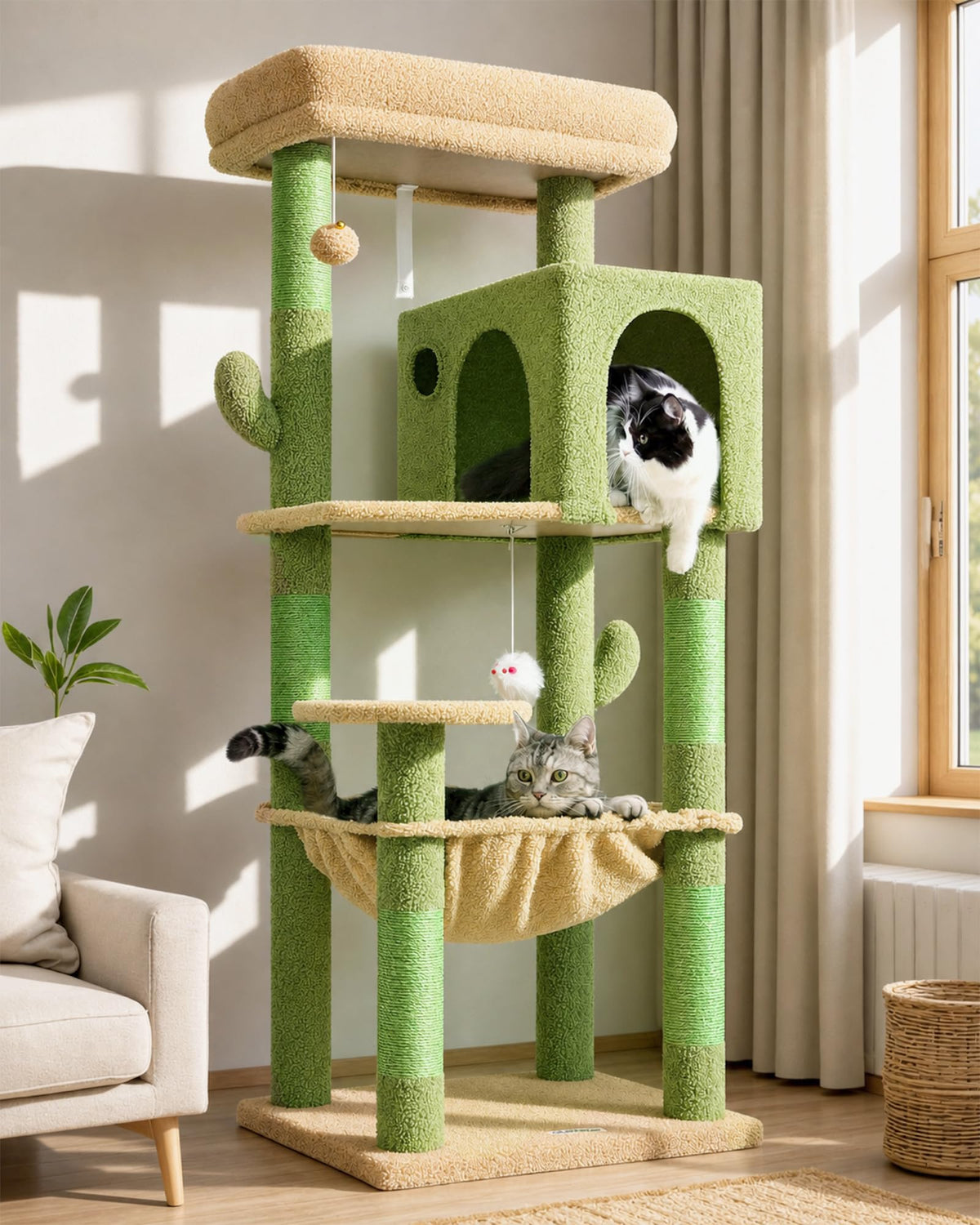 Globlazer arbre à chat face avant montrant design cactus et intégration décorative