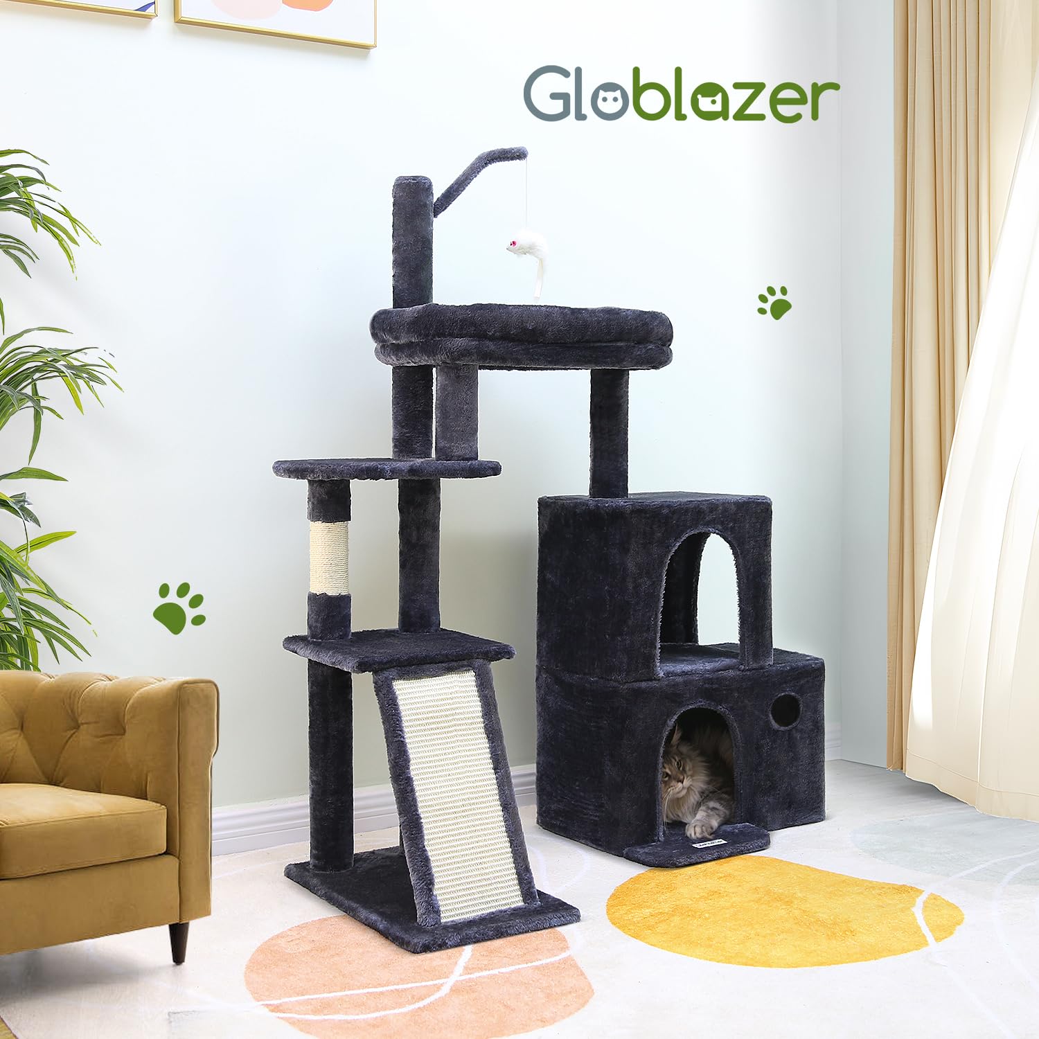 Globlazer arbre à chat F50 installé dans un salon montrant intégration