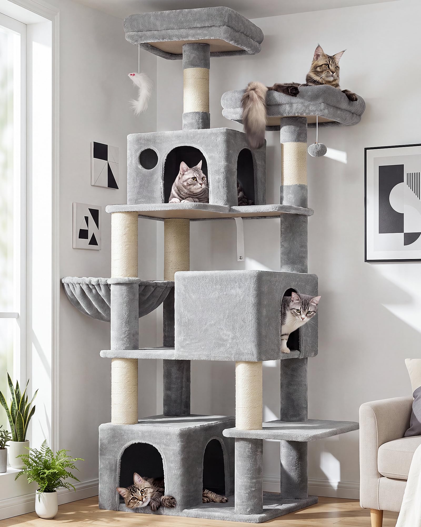 Globlazer arbre à chat F71 face avant montrant niveaux et intégration décorative