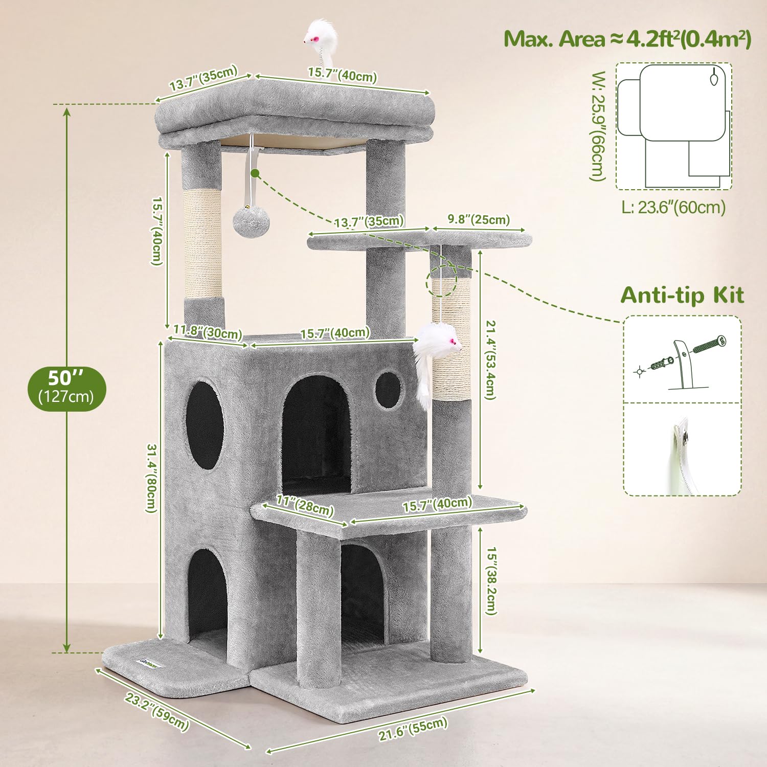 Globlazer FC50 chat utilisant l'arbre stimulant activité et repos